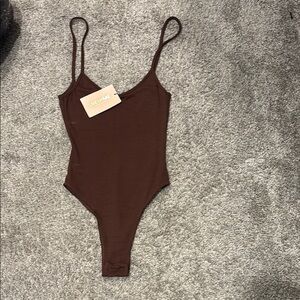 SHEIN Brown Bodysuit One Piece with Scoop Neckline